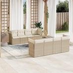 vidaXL 9-delige Loungeset met kussens poly rattan beige, Tuin en Terras, Tuinsets en Loungesets, Verzenden, Nieuw, Rotan, Loungeset