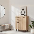 Dressoir Noppen 100x80x38 cm eikenkleurig en zwart [en.casa], Huis en Inrichting, Verzenden, Nieuw