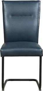 Direct meenemen | Blauwe leren eetkamerstoel | blauw leer |, Huis en Inrichting, Stoelen, Overige kleuren, Nieuw, Leer, Ophalen of Verzenden