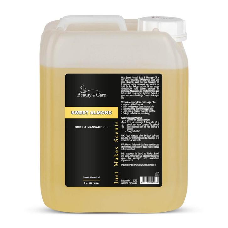Beauty & Care Zoete Amandel olie 5 L.  new, Sport en Fitness, Massageproducten, Olie of Lotion, Nieuw, Ophalen of Verzenden