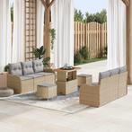 vidaXL Tuinbankenset met kussen 9 pcs Beige poly rattan, Verzenden, Nieuw, Rotan
