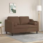 vidaXL Tweezitsbank met sierkussens 120 cm stof bruin, Huis en Inrichting, Verzenden, Minder dan 150 cm, Stof, Nieuw