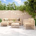 vidaXL 7-delige Loungeset met kussens massief teak, Tuin en Terras, Verzenden, Nieuw, Hout, Loungeset