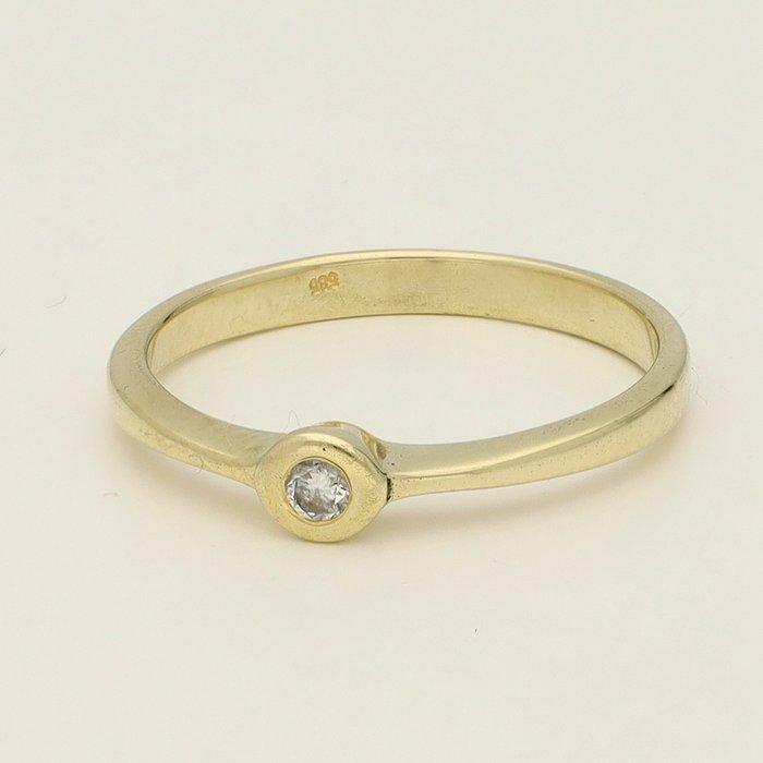 Zonder Minimumprijs - Ring - 14 karaat Geel goud - 0.05ct., Sieraden, Tassen en Uiterlijk, Ringen