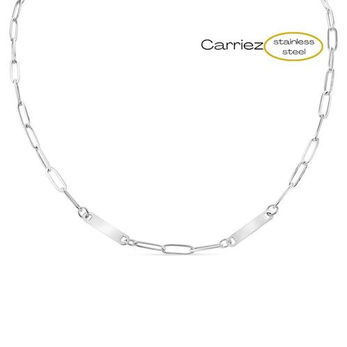 Paperclip twee namen ketting zilver- premium stainless steel, Sieraden, Tassen en Uiterlijk, Kettingen, Nieuw, Verzenden