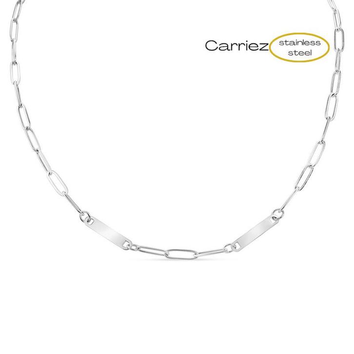 Paperclip twee namen ketting zilver- premium stainless steel, Sieraden, Tassen en Uiterlijk, Kettingen, Nieuw, Verzenden