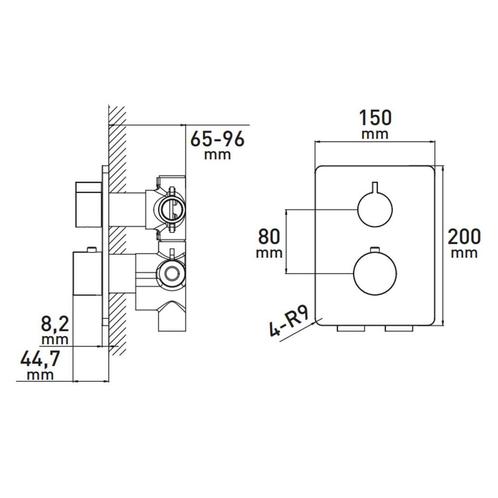 Thermostatische Inbouw Douchekraan VMK 20x15 cm Incl. Easy, Doe-het-zelf en Verbouw, Sanitair, Ophalen of Verzenden