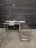 Aanvoertafel | wasbak | hoekmodel | RVS | 205 cm, Gebruikt, RVS Meubilair