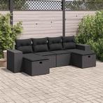 vidaXL 6-delige Loungeset met kussens poly rattan zwart, Verzenden, Nieuw, Rotan, Loungeset