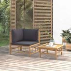 vidaXL 2-delige Loungeset met kussens bamboe donkergrijs, Verzenden, Nieuw, Hout, Loungeset