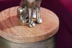 Design Tin PANTHER 20cm Goud Natuurlijk Mango Hout Panter, Ophalen of Verzenden, Nieuw