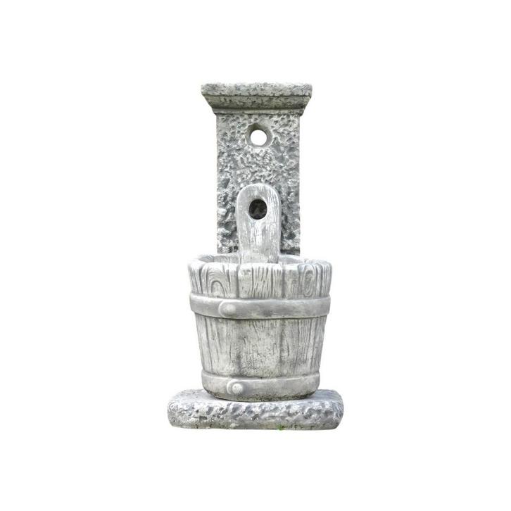 Klassieke stenen fontein met decoratieve emmer – 80 cm hoog, Tuin en Terras, Waterpartijen en Fonteinen, Ophalen of Verzenden