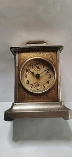 Klok -   zilver metaal - messing - glas - 1940-1950, Antiek en Kunst