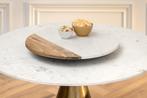 Ronde eettafel ELEGANCIA 100cm messing wit marmer ijzer met, Huis en Inrichting, Tafels | Eettafels, Ophalen of Verzenden, Nieuw