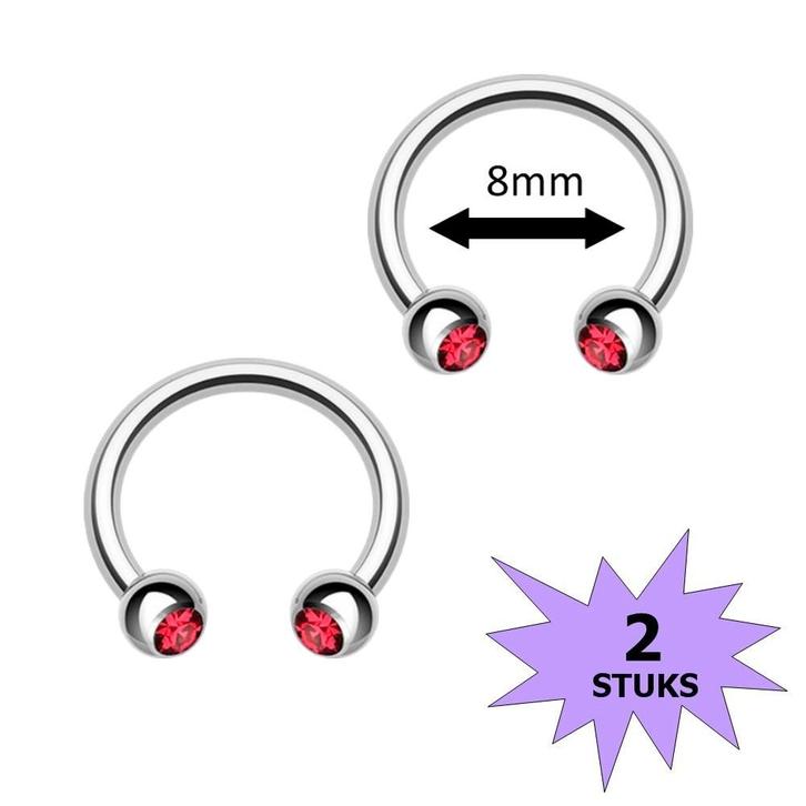 Fako Bijoux - Circular Barbell Piercing - Hoefijzer Kristal, Sieraden, Tassen en Uiterlijk, Piercings, Verzenden