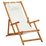 vidaXL Strandstoel inklapbaar massief eucalyptushout en stof, Tuin en Terras, Tuinstoelen, Verzenden, Nieuw