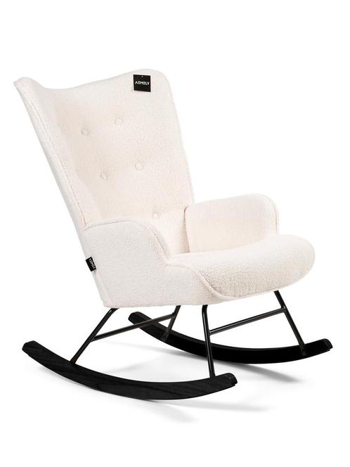 Aemely® Schommelstoel Mama - Wit Teddy, Zwart Hout, Kinderen en Baby's, Kinderkamer | Tafels en Stoelen, Stoel(en), Nieuw, Ophalen of Verzenden