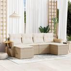 vidaXL 6-delige Loungeset met kussens poly rattan beige, Tuin en Terras, Tuinsets en Loungesets, Verzenden, Nieuw, Rotan, Loungeset