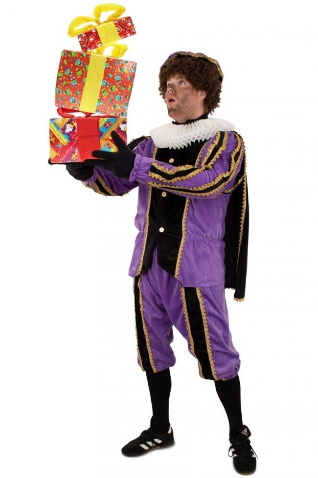 Pietenpak pluche 3-delig paars/zwart, Kleding | Dames, Carnavalskleding en Feestkleding, Nieuw, Ophalen of Verzenden