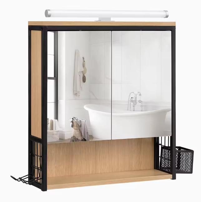 Badkamerkast met Spiegel en LED  Wandkast met Plank en Föhnh, Huis en Inrichting, Kasten | Overige, Nieuw, Verzenden