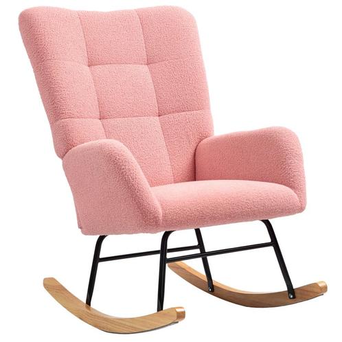 TRUUSK Schommelstoel Teddyfluweel-Optiek - Met Armleuning -, Huis en Inrichting, Fauteuils, Nieuw, Verzenden