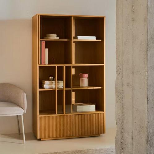 *WOONWINKEL* Kave Home Helvine Eiken Vitrinekast Retro Desig, Huis en Inrichting, Kasten | Wandmeubels, Nieuw, Verzenden