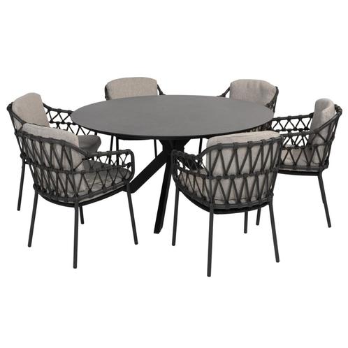 Calpi Locarno dining tuinset 160 cm rond 7 delig HPL, Tuin en Terras, Tuinsets en Loungesets, Nieuw, Ophalen of Verzenden