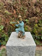 Bronzen beelden jonge met fluit -Sculptuur - Interieur, Verzenden, Nieuw, Metaal, Mensenbeeld