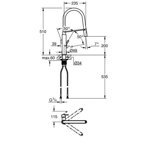 Keukenkraan Grohe Feel 1-Gats met Professionele Handdouche, Doe-het-zelf en Verbouw, Sanitair, Ophalen of Verzenden
