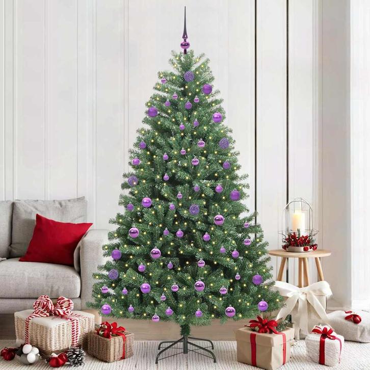vidaXL Kunstmatige Inklapbare Kerstboom Groen 210 cm PVC en, Diversen, Kerst, Nieuw, Verzenden
