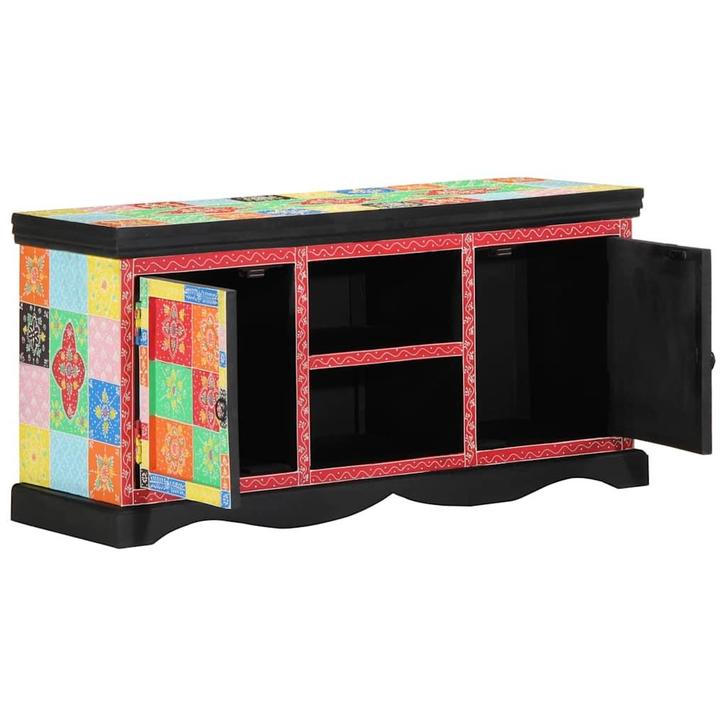 vidaXL TV-kast Multikleur 100 x 35 x 50 cm Massief mangohout, Huis en Inrichting, Kasten | Televisiemeubels, Nieuw, Minder dan 50 cm
