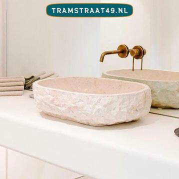 Natuursteen - riviersteen waskom beige / wit / crème / bruin beschikbaar voor biedingen