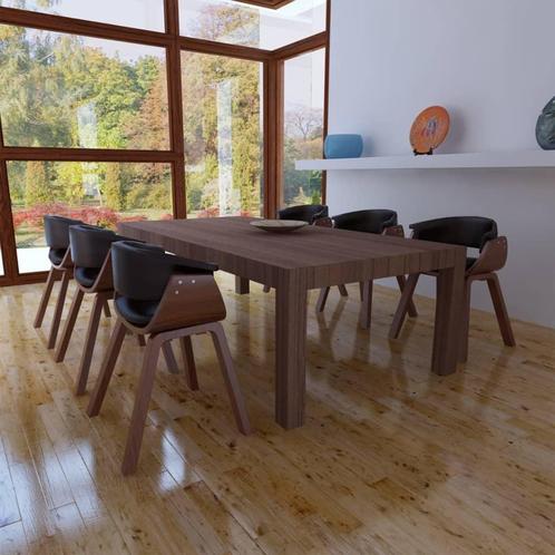 vidaXL Eetkamerstoelen 6 st gebogen hout en kunstleer, Huis en Inrichting, Stoelen, Zwart, Nieuw, Verzenden