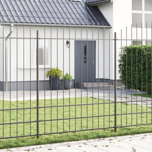 vidaXL Tuinhekje met Boogtop Grijs 8,5 x 2 m Staal, Tuin en Terras, Schuttingen, Nieuw, IJzer, Verzenden
