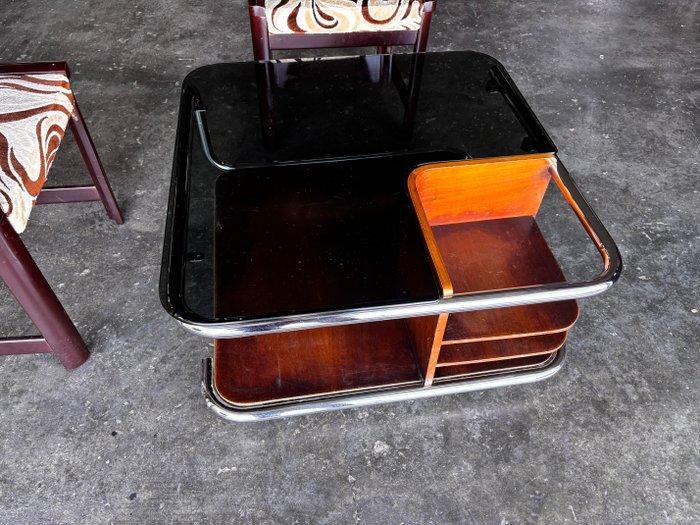 Middentafel - Walnoot - Chroomgecoate metalen structuur en, Antiek en Kunst, Kunst | Designobjecten