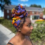 Afrikaanse Geel & Paars Flowers hoofddoek - headwrap, Kleding | Dames, Hoeden en Petten, Ophalen of Verzenden, Nieuw
