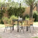 vidaXL Tuin Eetset 5 pcs Bruin poly rattan, Verzenden, Nieuw, Rotan