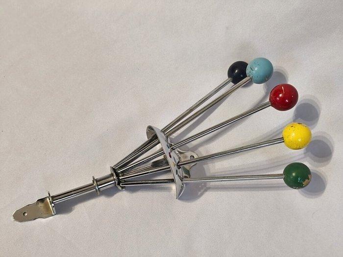 Kapstok - Verchroomd, IJzer, Hout - Sputnik -, Antiek en Kunst, Kunst | Designobjecten