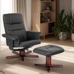 TV-fauteuil met krukje model I - zwart/bruin, Verzenden, Nieuw