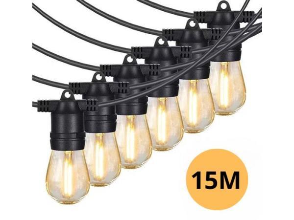 Veiling - JPro Big 15 Warm/Wit Lichtsnoer op Netstroom 5,5 M, Tuin en Terras, Buitenverlichting