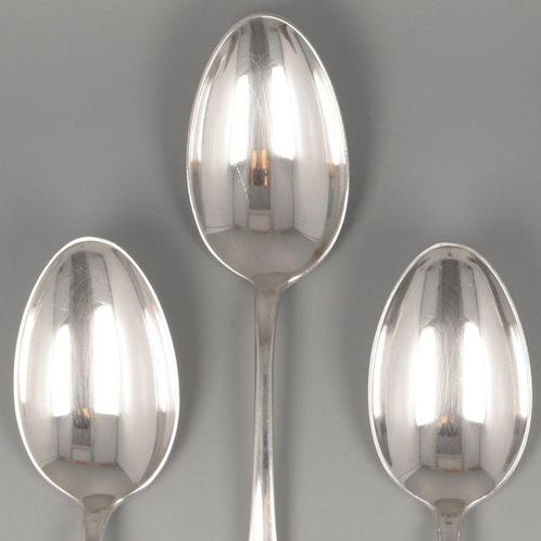 van Kempen & Begeer, Dinerlepels Hollands Glad - Lepel (6), Antiek en Kunst, Antiek | Goud en Zilver