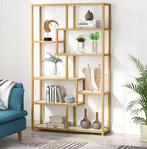Gouden Boekenkast –8 Open Planken, Moderne Etagère en Marmer, Huis en Inrichting, Kasten | Boekenkasten, Verzenden, Nieuw