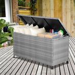 Polyrattan Kussenbox Grijs 122x56x61cm met wielen, Verzenden, Nieuw