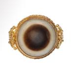 Oud-Romeins Goud, agaat Ring met beschermende oog camee