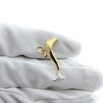 Gouden hanger van een dolfijn met diamant | 0,005 ct., Ophalen of Verzenden, Gebruikt, Goud, Overige merken