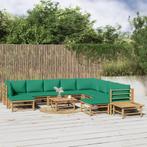 vidaXL 12-delige Loungeset met kussens bamboe groen, Tuin en Terras, Tuinsets en Loungesets, Verzenden, Nieuw, Hout, Loungeset