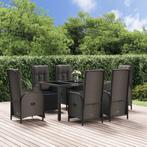 vidaXL 7-delige Tuinset met kussens poly rattan zwart en, Tuin en Terras, Verzenden, Nieuw, Rotan, Tuinset
