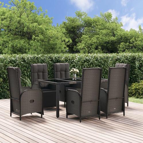 vidaXL 7-delige Tuinset met kussens poly rattan zwart en, Tuin en Terras, Tuinsets en Loungesets, Tuinset, Nieuw, Rotan, Verzenden