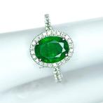 Ring Platina -  1.98ct. tw. Smaragd - Diamant -, Sieraden, Tassen en Uiterlijk