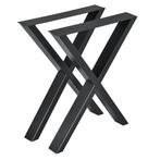Stalen X tafelpoten set van 2 meubelpoot 59x72 cm zwart, Nieuw, Verzenden